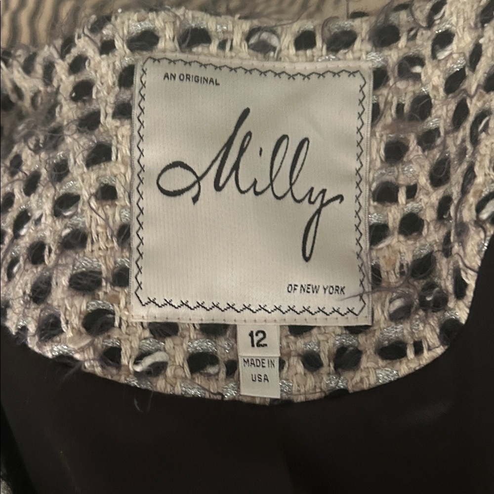 Milly Black and Cream Textured Knit Top